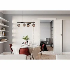 Suspension Verre Fumé-By Rydéns Suspension By Rydens Labelle Noir, 4 lumières