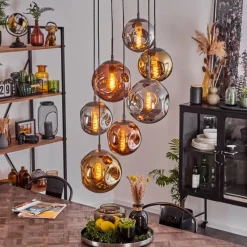 Suspension Verre Fumé-hofstein Suspension Cabreiro Argent Oxydé, 7 lumières