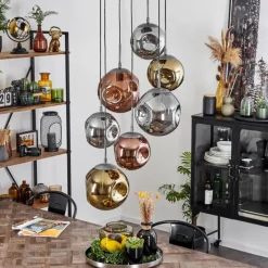 Suspension Verre Fumé-hofstein Suspension Cabreiro Argent Oxydé, 7 lumières