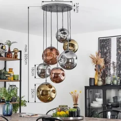 Suspension Verre Fumé-hofstein Suspension Cabreiro Argent Oxydé, 7 lumières