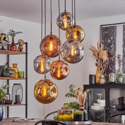 Suspension Verre Fumé-hofstein Suspension Cabreiro Argent Oxydé, 7 lumières