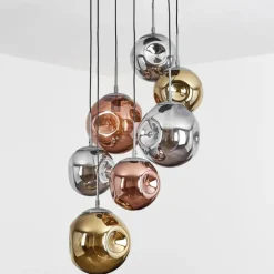 Suspension Verre Fumé-hofstein Suspension Cabreiro Argent Oxydé, 7 lumières