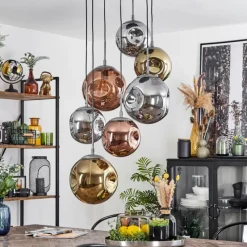 Suspension Verre Fumé-hofstein Suspension Cabreiro Argent Oxydé, 7 lumières