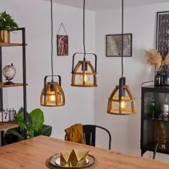 Style Boho-Chic-hofstein Suspension Cailara Écru, Noir, 3 lumières