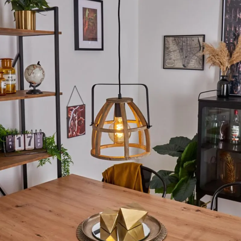 Style Boho-Chic-hofstein Suspension Cailara Écru, Noir, 1 lumière