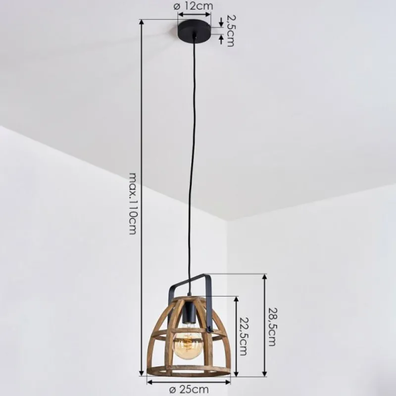 Style Boho-Chic-hofstein Suspension Cailara Écru, Noir, 1 lumière
