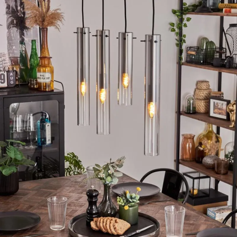 hofstein Suspension Caimitte Clair, Fumé, 4 lumières