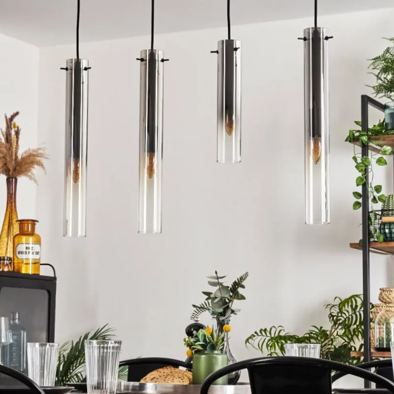 hofstein Suspension Caimitte Clair, Fumé, 4 lumières