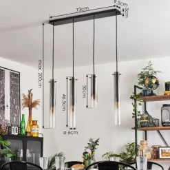 hofstein Suspension Caimitte Clair, Fumé, 4 lumières