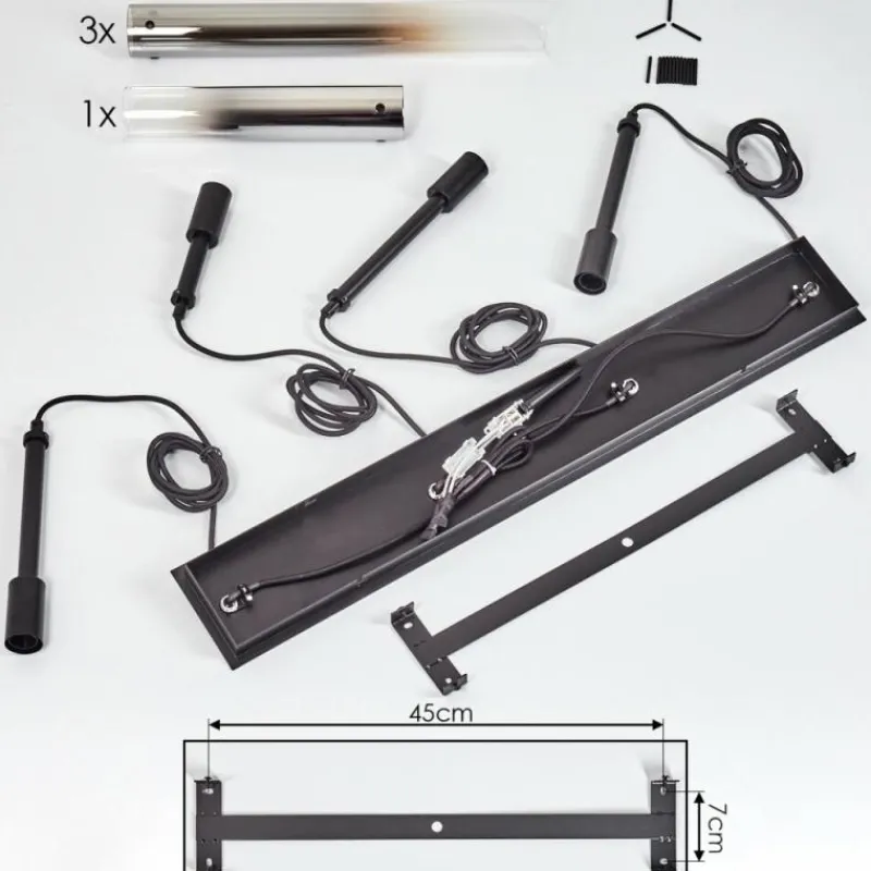 hofstein Suspension Caimitte Clair, Fumé, 4 lumières