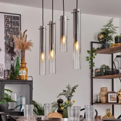 hofstein Suspension Caimitte Clair, Fumé, 4 lumières