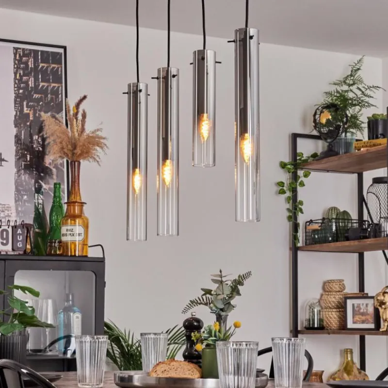 hofstein Suspension Caimitte Clair, Fumé, 4 lumières