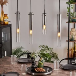 hofstein Suspension Caimitte Clair, Fumé, 4 lumières