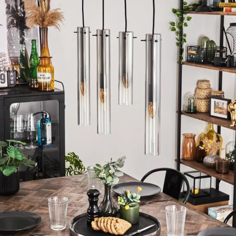 hofstein Suspension Caimitte Clair, Fumé, 4 lumières