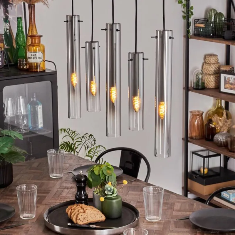 hofstein Suspension Caimitte Clair, Fumé, 5 lumières