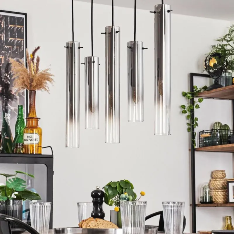 hofstein Suspension Caimitte Clair, Fumé, 5 lumières