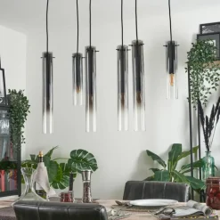 Suspension Verre Fumé-hofstein Suspension Caimitte Noir, 6 lumières