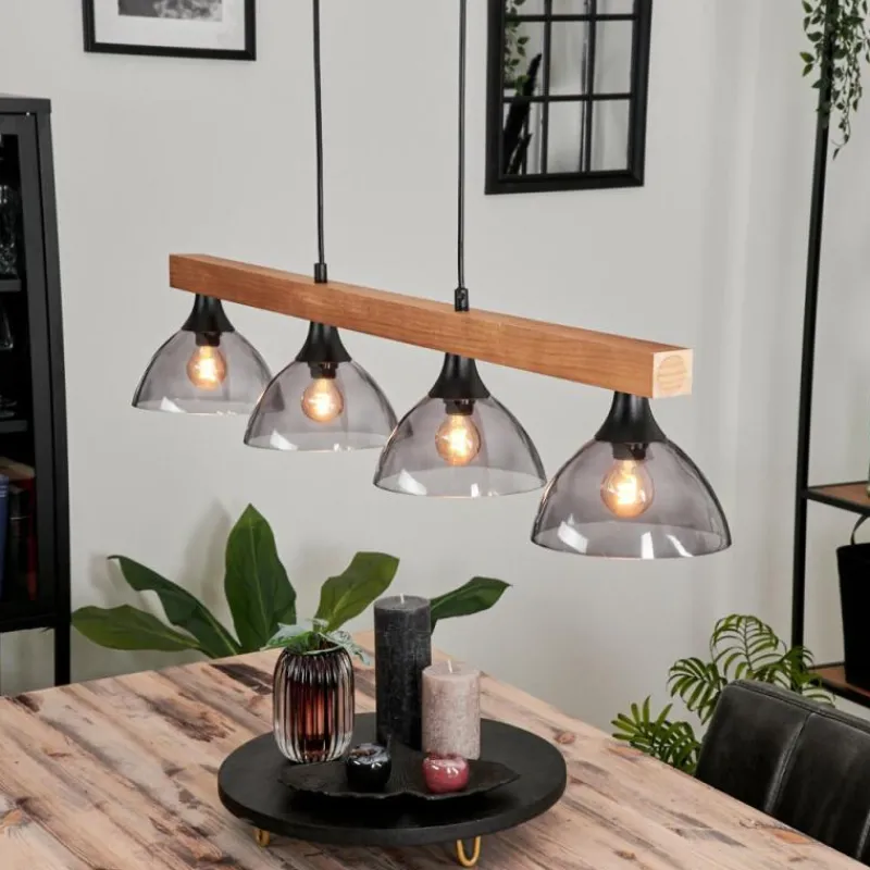 hofstein Suspension Calle Écru, Noir, 4 lumières