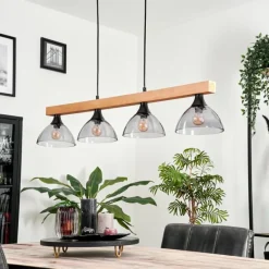 hofstein Suspension Calle Écru, Noir, 4 lumières