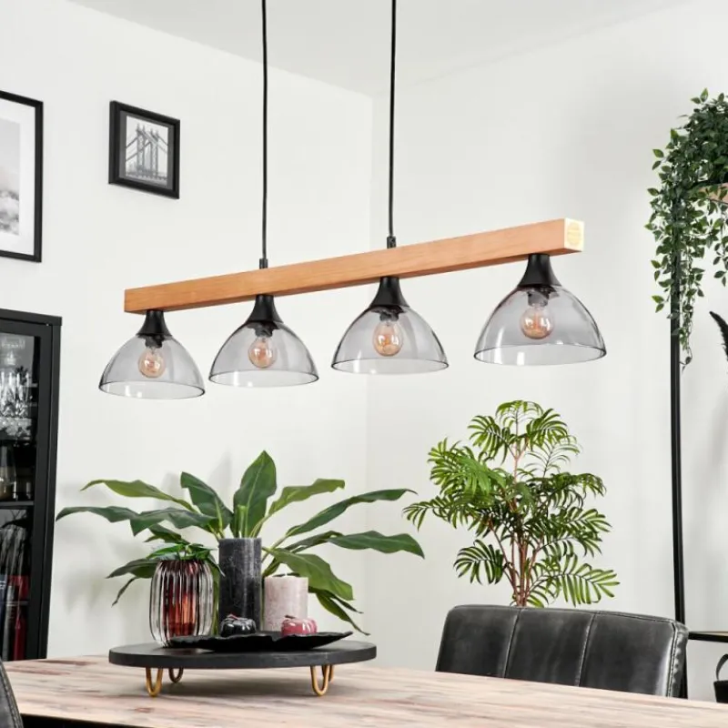 hofstein Suspension Calle Écru, Noir, 4 lumières