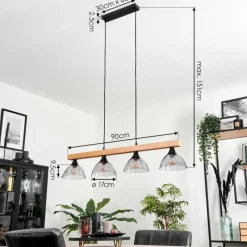 hofstein Suspension Calle Écru, Noir, 4 lumières