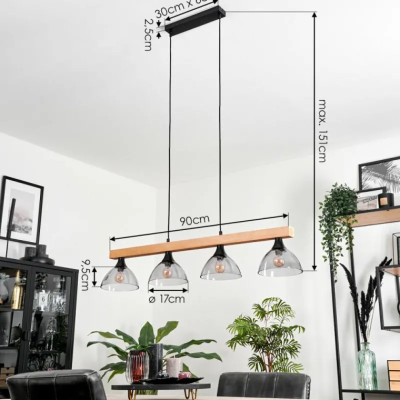 hofstein Suspension Calle Écru, Noir, 4 lumières