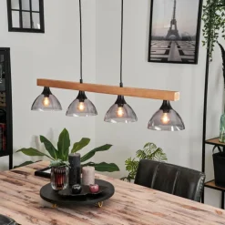 hofstein Suspension Calle Écru, Noir, 4 lumières