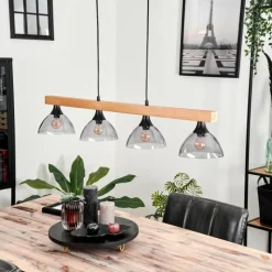 hofstein Suspension Calle Écru, Noir, 4 lumières