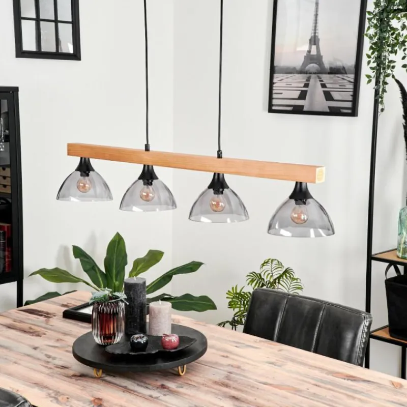 hofstein Suspension Calle Écru, Noir, 4 lumières