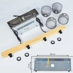 Lampes Vintages & Rétros-hofstein Suspension Camotes Bois clair, Nickel mat, 4 lumières