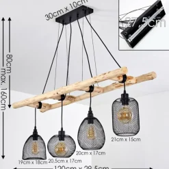 Lampes Vintages & Rétros-hofstein Suspension Canazei Bois clair, Noir, 4 lumières