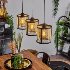 Lampes Industrielles-hofstein Suspension Candelaria Noir, 3 lumières