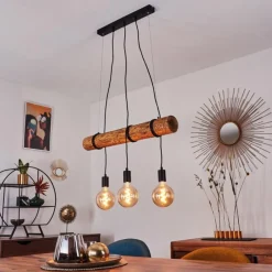 Luminaires Scandinaves-hofstein Suspension Canedo Brun, 3 lumières