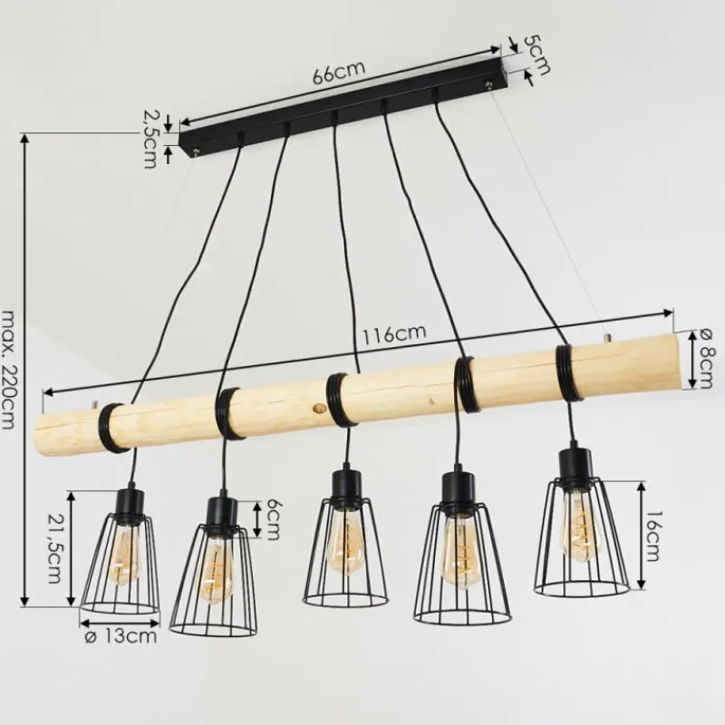 Luminaires Scandinaves-hofstein Suspension Canedo Brun, 5 lumières