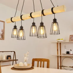 Luminaires Scandinaves-hofstein Suspension Canedo Brun, 5 lumières