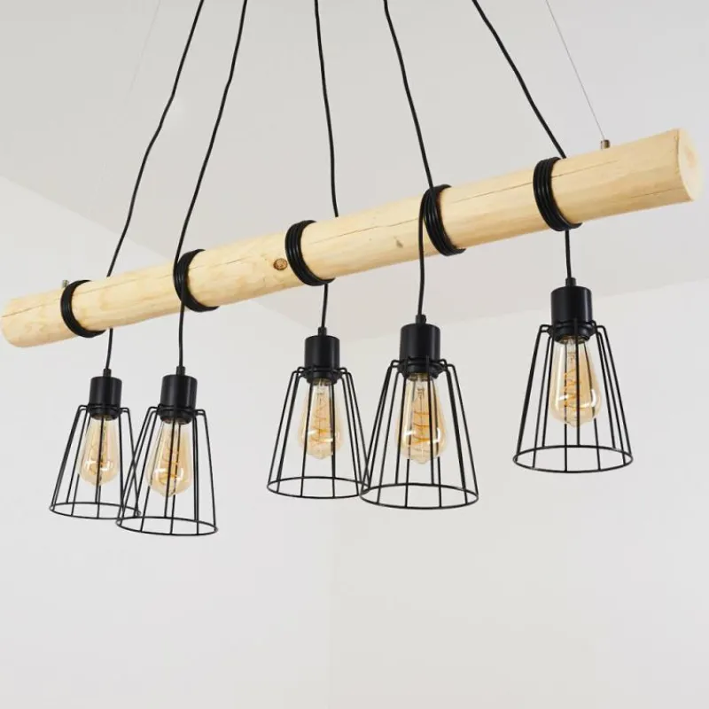 Luminaires Scandinaves-hofstein Suspension Canedo Brun, 5 lumières