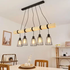 Luminaires Scandinaves-hofstein Suspension Canedo Brun, 5 lumières