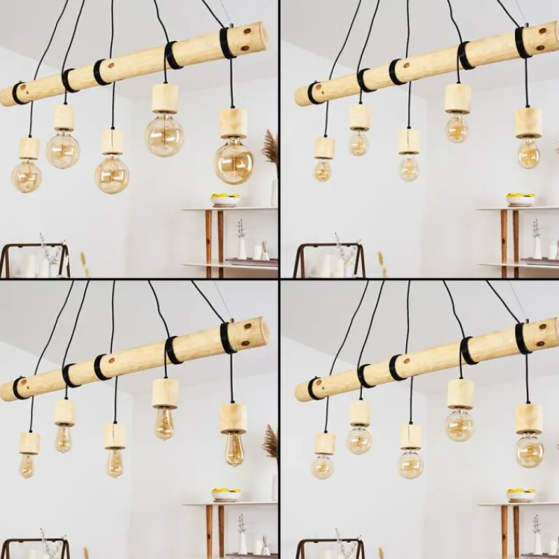 Luminaires Scandinaves-hofstein Suspension Canedo Brun, 5 lumières