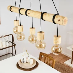 Luminaires Scandinaves-hofstein Suspension Canedo Brun, 5 lumières