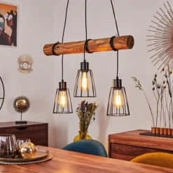 Luminaires Scandinaves-hofstein Suspension Canedo Brun, 3 lumières