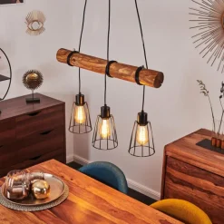 Luminaires Scandinaves-hofstein Suspension Canedo Brun, 3 lumières