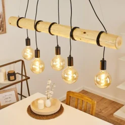 Luminaires Scandinaves-hofstein Suspension Canedo Brun, 5 lumières