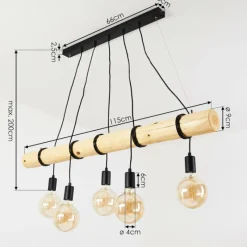 Luminaires Scandinaves-hofstein Suspension Canedo Brun, 5 lumières