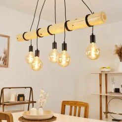 Luminaires Scandinaves-hofstein Suspension Canedo Brun, 5 lumières