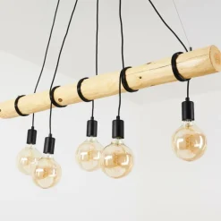 Luminaires Scandinaves-hofstein Suspension Canedo Brun, 5 lumières
