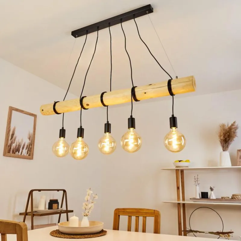 Luminaires Scandinaves-hofstein Suspension Canedo Brun, 5 lumières