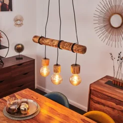 Luminaires Scandinaves-hofstein Suspension Canedo Brun foncé, Noir, 3 lumières