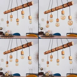 Lampes Vintages & Rétros-hofstein Suspension Canedo Brun, Noir, 5 lumières