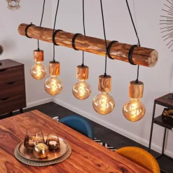 Lampes Vintages & Rétros-hofstein Suspension Canedo Brun, Noir, 5 lumières