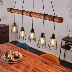 Lampes Vintages & Rétros-hofstein Suspension Canedo Brun, Noir, 5 lumières